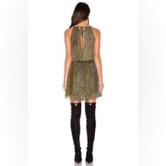 endless rose gold and silver metallic open back tie dress medium nwt - Picture 1 of 7